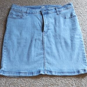 Midrise Denim Skort Knee-Length
